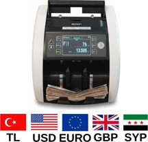 Bill Counter AE-2001 Karışık Para Sayma Makinesi USD, EURO, TL, GBP, SYP - Image 1