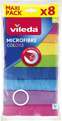 Vileda 8'li %100 Mikrofiber Colors Temizlik Bezi - Image 1