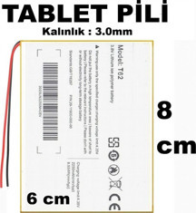 Day imet T62 Tablet Batarya Pil 3.7V 2250mAh Lithium Battery Ölçüler : 80cm x 60 cm x 3mm - Image 1