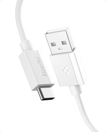 Spigen USB-A to USB-C 1 Metre Kablo 60W Güç / Hızlı Şarj / 480 Mbps Data Aktarım Hızı Type-C Ekstra Dayanıklı White - Image 1