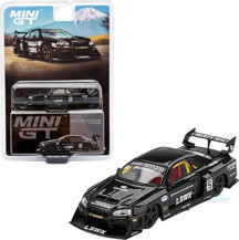 Mini GT 1:64 Nissan LB-ER34 Super Silhouette Skyline Black LBWK Blister Kutulu Diecast Model - Image 1