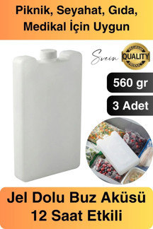 Svein 12 Saat Süreli 560 gr Jel Dolu Buz Aküsü Plastik Soğuk Zincir Gıda Yiyecek Uzun Süre Koruma 3 Adet - Image 1