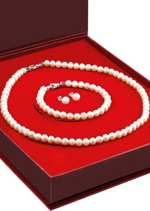 Chavin Doğal inci Kolye Küpe Bileklik 925 ayar Gümüş Set df91 - Image 1