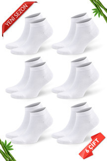 Dayco Beyaz Renk Yazlık Erkek Bambu Patik Çorap 6lı Set - Image 1