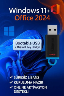 Microsoft Windows 11 & Office 2024 Pro Plus USB Kurulum + Orijinal Hediyeli Lisans - Image 1