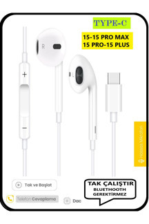 Teknoparkta İphone 16 16 Pro 16 Max 15 15 Pro 15 Pro Max Kulaklık Type C Uyumlu Kulaklık Kablolu Tak Çalıştır - Image 1