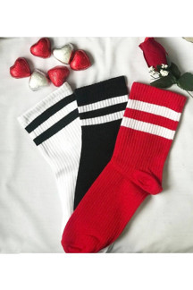 Worthy Socks 3'lü Erkek Renkli Çizgili Pamuklu Tenis Kolej Çorap - Image 1