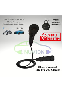 Nuvion V2L - Byd/Skywell Uyumlu 3'Lü Priz Uzatma V2L Elektrikli Araç Şarj Kablosu - Enerjini Elektrikli Aracından Al - Image 1
