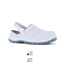 Mekap Pro Slipper 210-01 S1 SRC Beyaz Mikrofiber Deri Çelik Burun Sabo İş Terlik Sandalet - Image 1