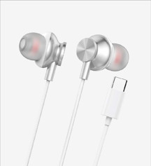 LinkTech H341 Spor Yüksek Baslı Silikonlu Kablolu Beyaz Kulaklık Type-C - Image 1