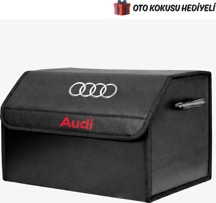 Rukye Shop Audi Marka Logolu Oto Bagaj Organizer Çanta Oto Bagaj Çantası 2 Bölmeli Suni Deri - Image 1