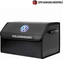 Rukye Shop Volkswagen Marka Logolu Oto Bagaj Organizer Çanta Oto Bagaj Çantası 2 Bölmeli Suni Deri - Image 1