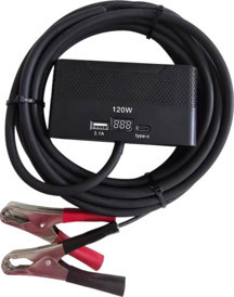 Geseus Aküden bağlantılı Uzatma Kablosu Çakmaklık Çoklayıcı LCD Ekranlı USB, Type-C çıkışlı 12 Volt 10 Amper 120 WAT 2 X1,5mm T - Image 1
