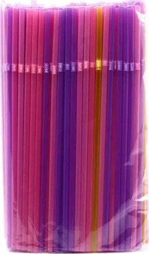 Ambalaj Marketim Jelatinli Körüklü Pipet Karışık Renkli 5 mm 22,5 cm 1 Paket (100 Adet) - Image 1