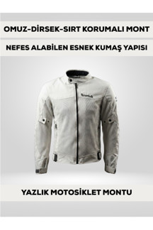 Revertech Beyaz Yazlık Fileli Motosiklet Montu Ce Korumalı Nefes Alan Hafif Mont - Image 1