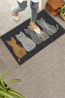 Valerine Life Kedi Konseyi Pati Kardeşliği Siyah Renk Welcome Hoş Geldiniz Kapı Önü Paspası 45x70cm - Image 1
