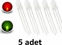 Devremarkt 5Adet 2 Renk Led 5mm Kırmızı Yeşil Ortak Katot Bicolor 3 Pin Led Diyot Işık Lamba Light Emitting - Image 1