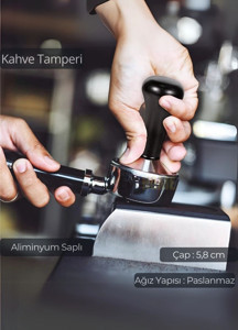 Jet' s Home Tamper Aluminyum Saplı Paslanmaz Tabanlı Kahve Tamperi 58 mm - Image 1