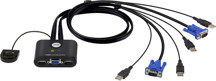 ATEN CS22U 2 Port USB VGA KVM Switch – Uzaktan Bağlantı Butonlu, Kablolu KVM Anahtarı - Image 1