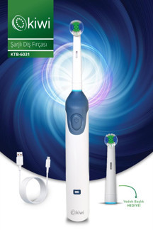 Kiwi KTB-6031 Şarjlı Döner ve Titreşim Başlıklı Diş Fırçası & Yedek Başlık | 600 mAh Li-Ion & IPX7 - Image 1