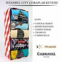 Carnaval Socks 5'li İstanbul Şehir Manzaralı Unisex Renkli Çorap Kutusu - Image 1
