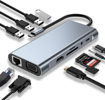 Taplin Tk-122 11 İn 1 Type-C Hub Usb Hdmi Vga Lan Çoklayıcı - Image 1