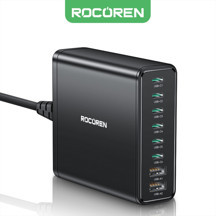 Rocoren 200W Gan 8 Portlu Şarj Cihazı 6*Type-C 2*Usb-A Macbook İphone Samsung Uyumlu Şarj İstasyonu - Image 1