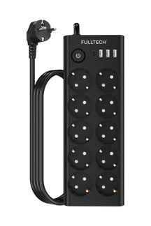 Fulltech FTR-14 Çoklu Priz 10’lu + 3 USB + 1 Type-C 3680W 16A Anahtarlı Akım Korumalı Uzatma Prizi ( - Image 1