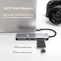 Novoo Type-C to 2*USB-A 3.0 PD 100W 4K HDMI TF SD Kart Okuyucu Dönüştürücü HUB - Image 1