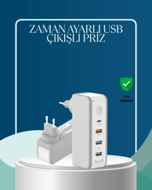 30w Type C Şarj Cihazı Zamanlayıcılı Çok Portlu Tasarım - Image 1