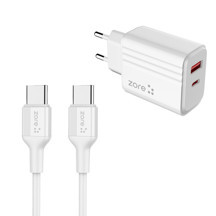 Maks Technology MKST Play Serisi PL07 Type-C to Type-C 2in1 PD Seyahat Şarj Aleti 20W - Beyaz - Image 1