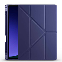 Maks Technology Galaxy Tab S9 Kılıf Uyumlu MKST Tri Folding Kalem Bölmeli Standlı Kılıf-Lacivert - Image 1