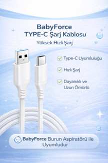 B-031 TYPE-C Şarj Kablosu – BabyForce Burun Aspiratörü ile Uyumlu Şarj Kablosu - Image 1