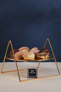 Mba Decor Metal Bending Art Gold Case Aynalı Kahve Yanı Sunumluk Hediyelik Dekorasyon Ikramlık Organizer Mdf Ahşap 26Cm - Image 1