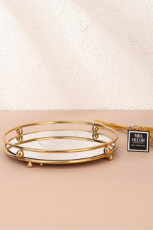Mba Decor Metal Bending Art Misket Gold Tepsi Organizer Kahve Yanı Servis Sunumluk Hediyelik Dekorasyon Organizer Parlak Siyah - Image 1