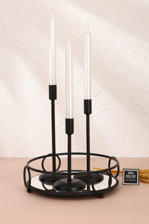 Mba Decor Metal Bending Art Alyans Yuvarlak Siyah Servis Sunum Tepsisi İkramlık Hediyelik Dekorasyon Organizer 24Cm Sofra Mutfak - Image 1