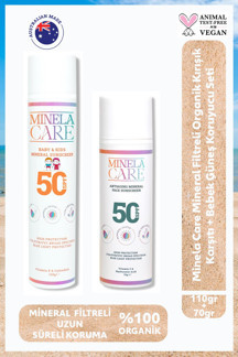 Minela Care Mineral Filtreli Organik Kırışık Karşıtı + Bebek Güneş Koruyucu Set PA++++ - Image 1
