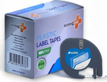 EcotagPlus Dymo Muadili Plastik Şerit Etiket Şeffaf 12 mm x 4 mt - 10 lu Paket - Image 1
