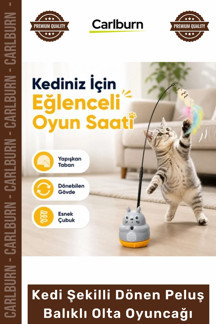 Özel Üretim İnteraktif 360 Dönen Yapışkanlı Eğitici Kedi Şekilli Dönen Peluş Balıklı Olta Oyuncağı - Image 1