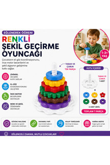 LENDASHOP 7 Parça Renkli Şekil Geçirme Oyuncağı | Eğitici Oyuncak Seti | Çocuklar İçin Motor Beceri Geliştirici - Image 1
