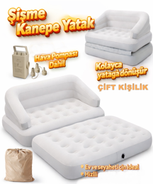  KY14 Şişme Koltuk Kanepe Yatak 2’si 1 Arada Kendinden Şişen Hava Pompası Katlanır Hava Yatağı Kanepe - Image 1