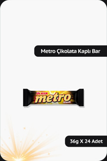 Ülker METRO Sütlü Çikolata Kaplamalı Karamel ve Nugalı Bar - 36 gram - 24 Adet - Image 1
