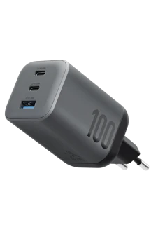 Energea AmpCharge Mini 100 2 Adet 100W Type-C ve 1 Adet 30W USB Çıkışlı PD PPS QC 3.0 GaN Hızlı Şarj Aleti - Siyah - Image 1