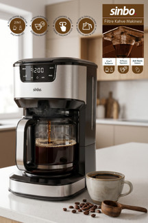 Sinbo SCM-9041 Otomatik Zaman Ayarlı XL 14 Fincan Filtre Kahve Makinesi Dijital Göstergeli - Image 1