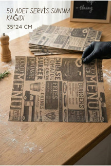 mikudesign Vintage Tasarım Servis Sunum Kağıdı & Yağlı Kağıt Seti (35x24 cm) - Image 1