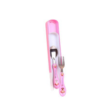 U Çatal Kaşık Seti – Taşıma Kutulu, Paslanmaz , Pembe - Image 1