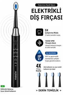 Şarjlı Diş Fırçası 4 Başlık 5 Modlu Elektrikli Diş Temizleme Fırçası Titreşimli 500mAh Şarjlı IPX7 - Image 1