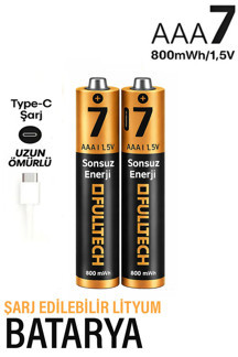 Şarjlı İnce Pil AAA Şarj Edilebilir Kumanda Pili 1.5V 800mWh Lityum-İon İnce Pil AAA7 Type-C Şarjlı - Image 1