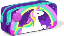 Coral High Kids Mor Su Yeşili Unicorn Desenli İki Bölmeli Kalem Çantası 22294 - Image 1