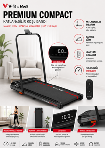 Voit Premium Compact Katlanabilir Koşu Bandı – Manuel Eğimli & Uzaktan Kumandalı - Image 1